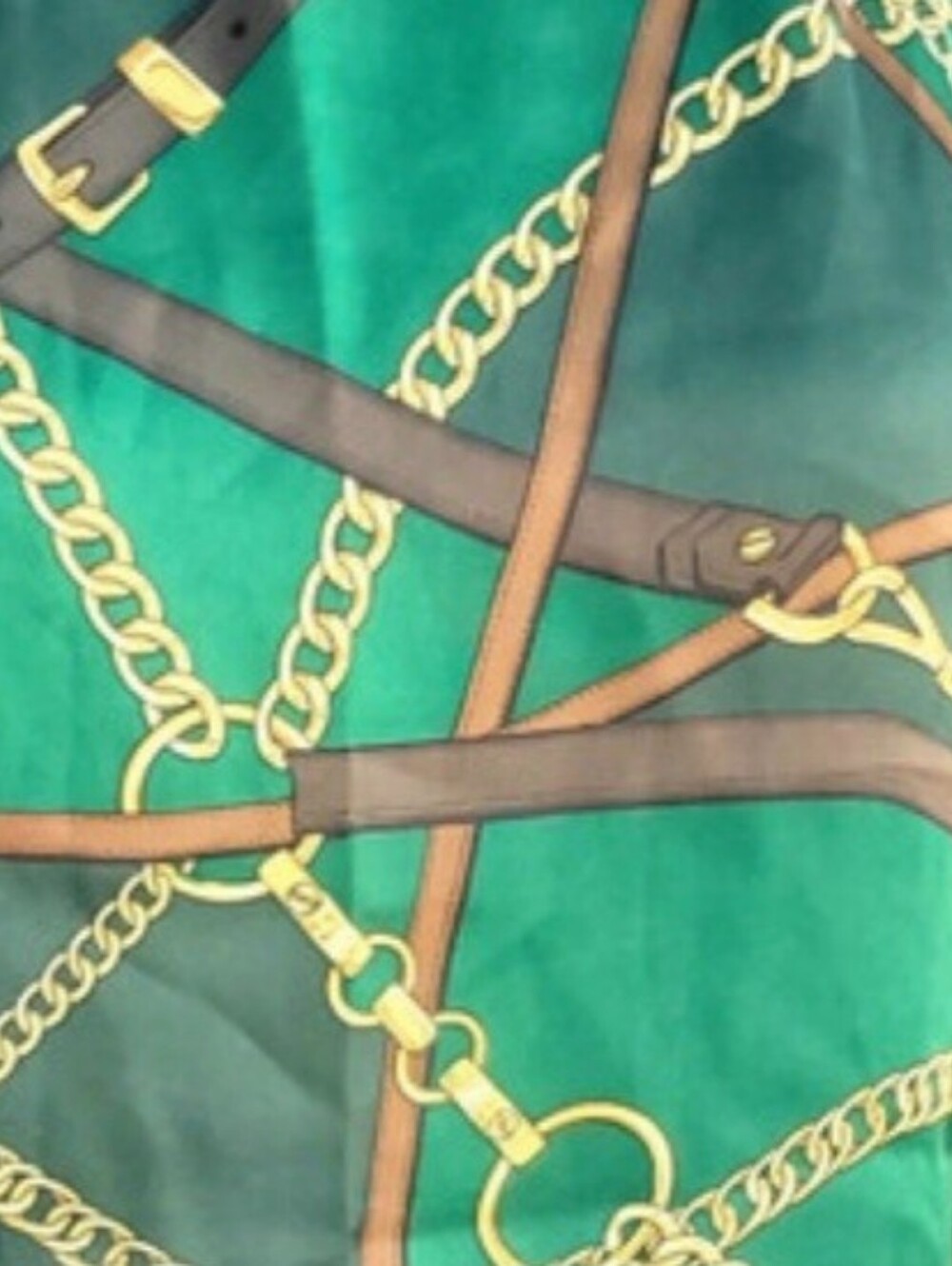 Michael Michael Kors Green Chain Print Kimono Blouse XS Tie Waist Top